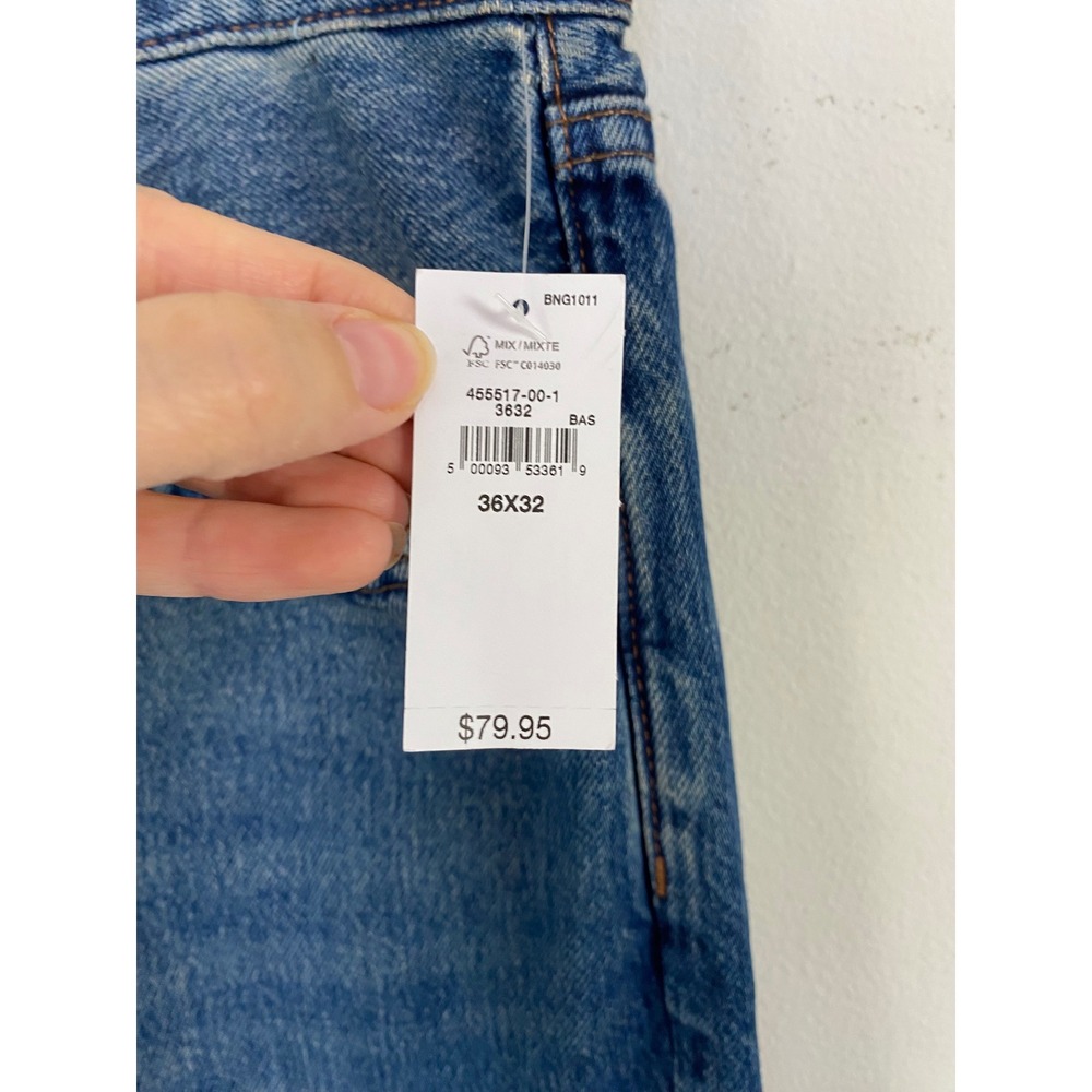 NWT Gap 90s Loose Fit Jeans Mens 36x32 Dark Wash 100% Cotton Button Fly - Picture 5 of 11
